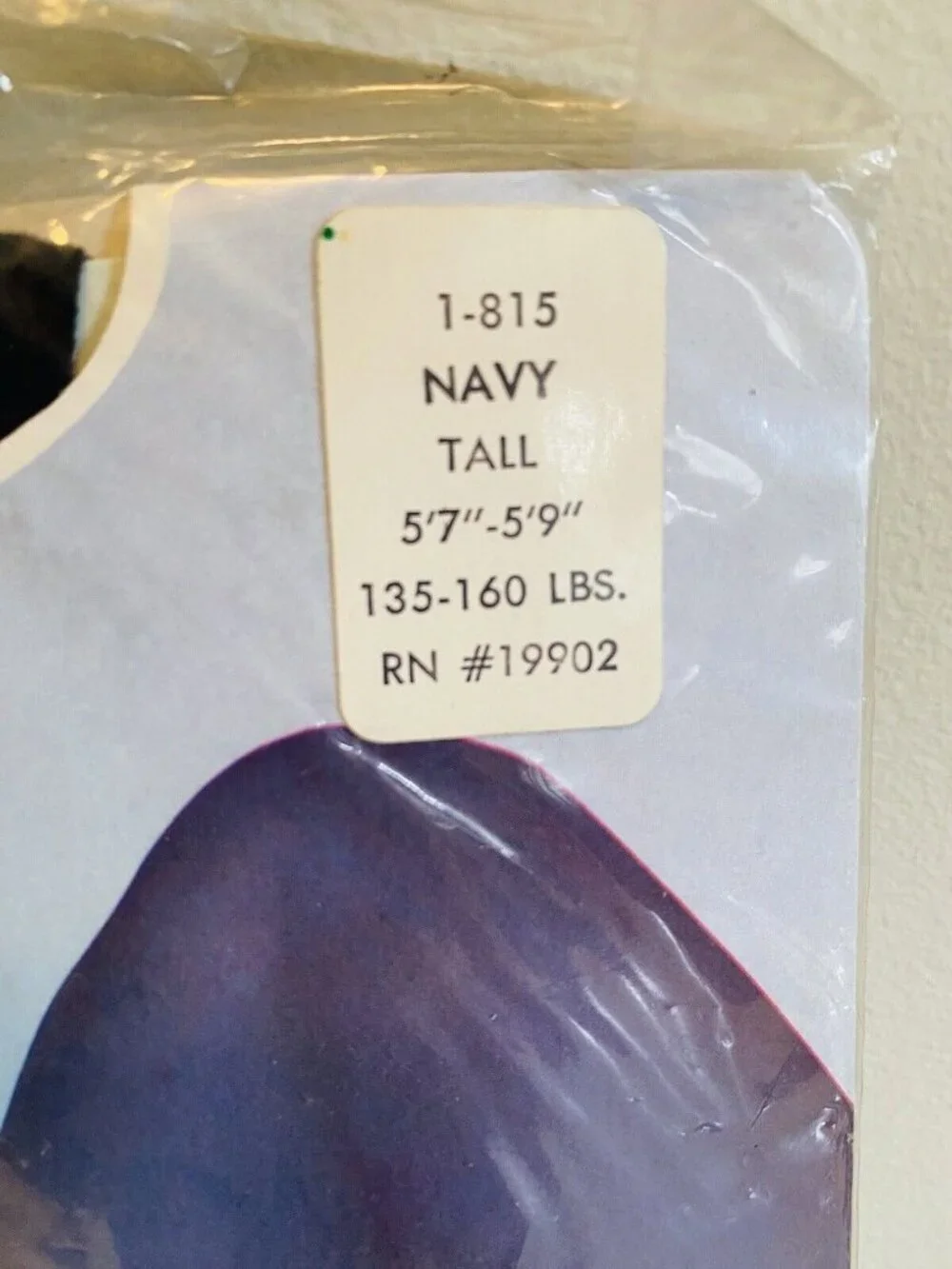 Vintage Opaque Pantyhose, NOS, Navy, Size Tall 5'7-5'9 135-160 lb. 100% Nylon